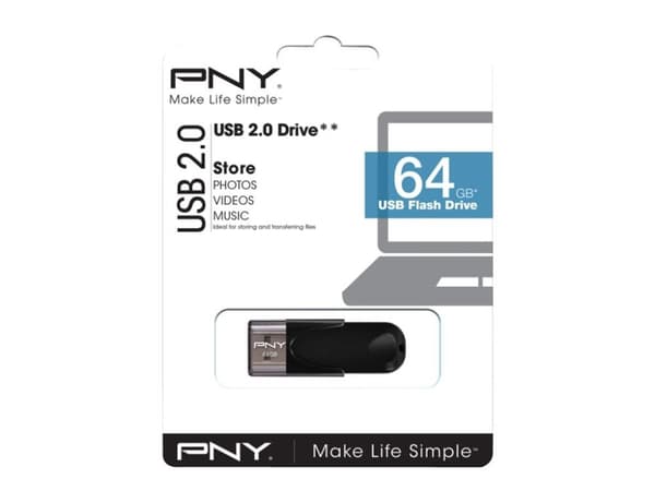 PNY Attaché 4 - USB-flashstasjon - 64 GB - USB 2.0