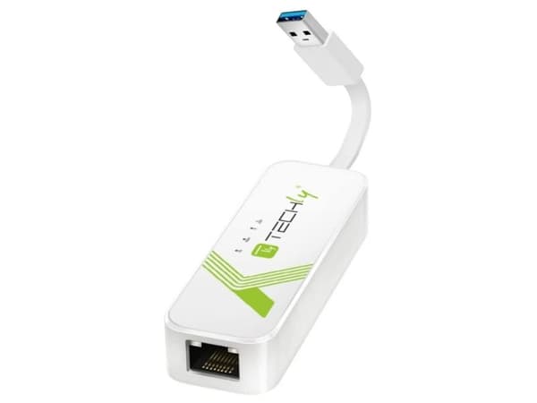 Techly IDATA USB-ETGIGA-3A, Kabel, USB, Ethernet, 5000 Mbit/s, Vit