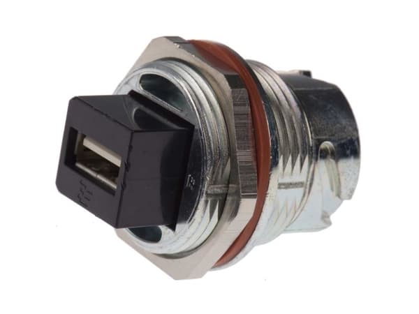 TE Connectivity Straight, Panel Mount, Socket- Single Port Type B 2.0 USB Connector