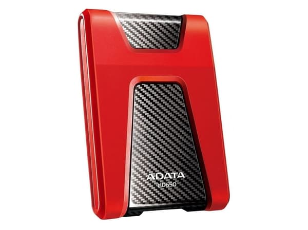 ADATA DashDrive Durable HD650 - Harddisk - 2 TB - ekstern (bærbar) - 2.5" - USB 3.1 - 256-bit AES - rød