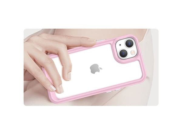 Outer Space-deksel iPhone 14 Plus hardt etui med gelramme - rosa