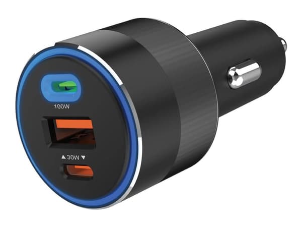 Sandberg Active - Strömadapter för bil - 130 Watt - 3 utdatakontakter (USB-C, USB)