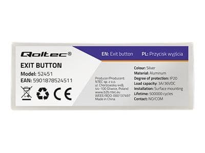 Qoltec - Exit button - metal - silver