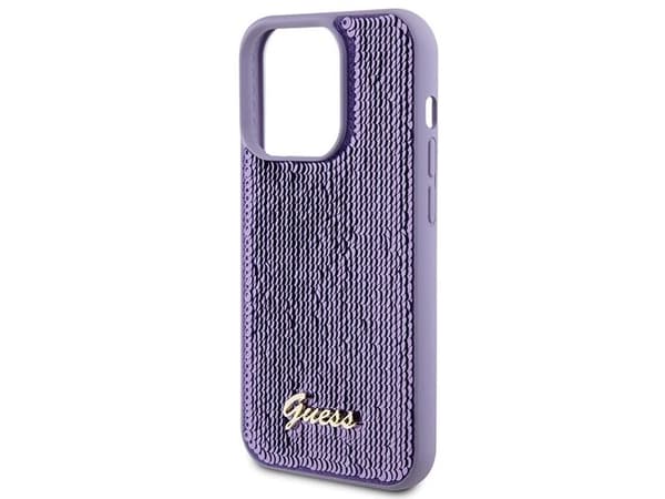Guess Sequin Script metallskal till iPhone 15 Pro Max - lila