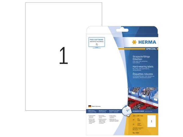HERMA A4, Transparent, Rektangel, Permanent, A4, Universal, Polyester