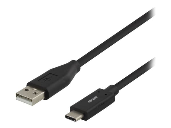 Deltaco USB-C - USB-A-kaapeli, 1,5m, 3A, USB 2.0, musta, 1,5 m, USB C, USB C, USB 2.0, 0,48 Gbit/s, Musta
