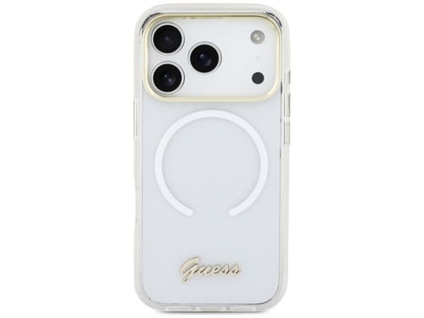 Guess IML Gradient Script metall MagSafe-skal till iPhone 17 Pro - vit
