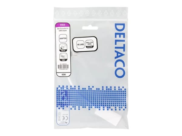 DELTACO DP-HDMI46 - Videoadapteri - Mini DisplayPort han til HDMI hun - 20 cm - hvid - 4K-tuki