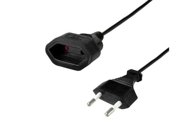 LogiLink Power cable extension, CEE7/16, black, 0.2 m