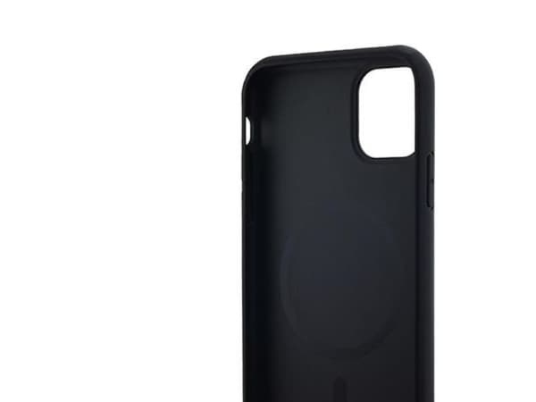 DKNY Leather Checkered Mono Pattern MagSafe Case for iPhone 11 / Xr - Black