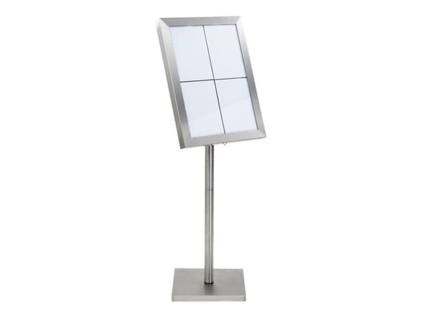Securit® CLASSIC LED Informationsdisplay 125 til 4xA4, stål - komplet kit