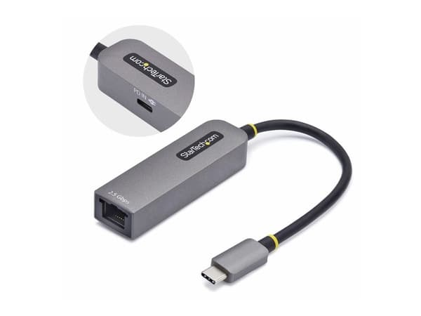 StarTech.com 2GPD3-USB-C-ETHERNET, langallinen, USB Type-C, Ethernet, 5000 Mbit/s, harmaa