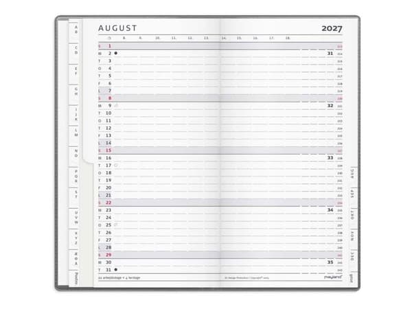 Index Planner månadskalender mörkgrå PP-plast 2027