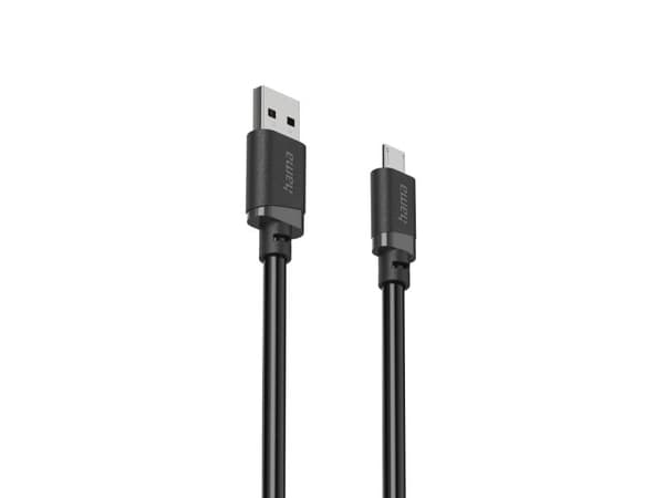 Hama 00201805, 3 m, USB A, Micro-USB B, USB 2.0, 0,48 Gbit/s, Musta