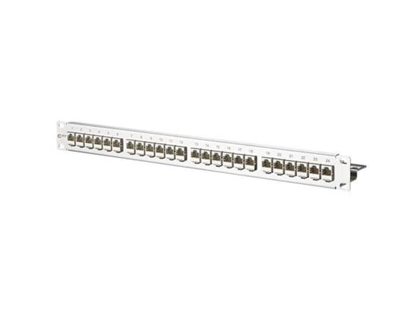 METZ CONNECT E-DAT -moduuli 24x8(8) Cat.6A-kytkentäpaneeli, ruostumaton teräs, 19" 1HE