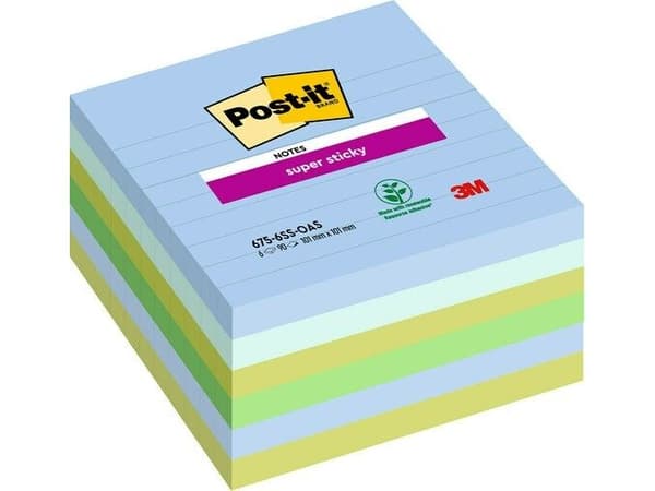 Post-It Super Sticky Notes Oasis, 101 x 101 mm, pakke a 6 stk
