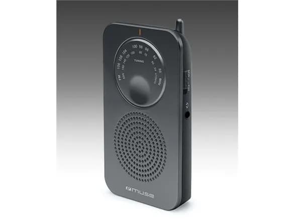 Muse M-01RS, Personal, Analog, FM, MW, 3,5 mm, Grå, Rotations-