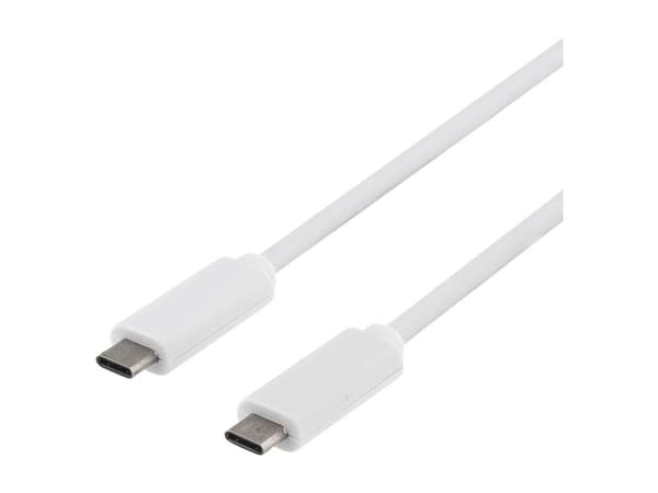 DELTACO - USB-kabel - USB-C (hann) til USB-C (hann) - USB 3.1 - 1 m - hvit