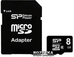 SILICON POWER - Flashminnekort (microSDHC til SD-adapter inkludert) - 8 GB - Class 10 - microSDHC