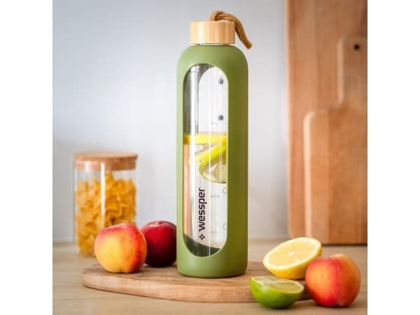 Wessper motiverende vannflaske 1 liter - olivenfarget