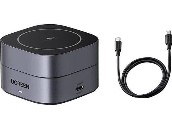 Ugreen 35278, Innendørs, AC, USB, Trådløs lading, Grå
