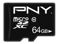 PNY Performance Plus, 64 GB, MicroSDXC, Luokka 10, Musta