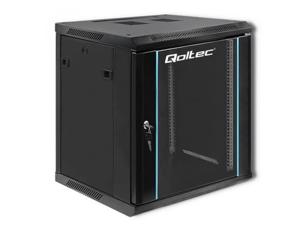 Qoltec - Telinekotelo - musta - 12U - 19"