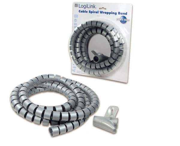 LogiLink Cable Spiral Wrapping Band - Kabelrör - 2.5 m - grå