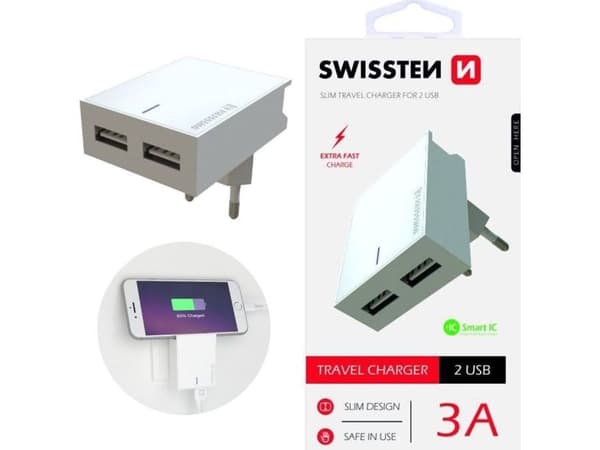 Swissten 22032000, inomhus, AC, 3 A, Vit