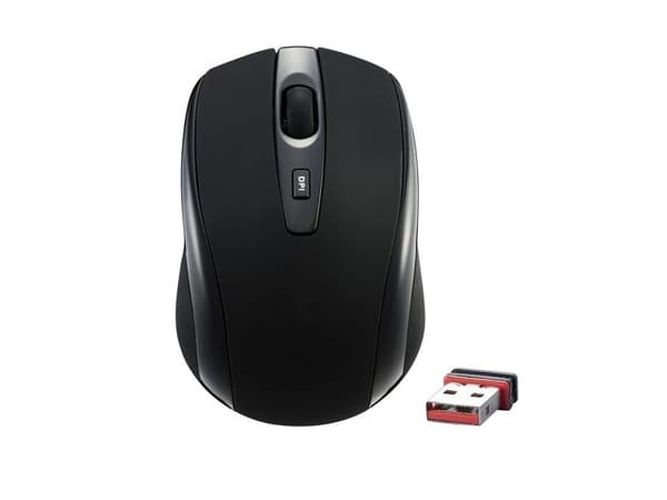 Evolveo WML-306B, Ambidextrous, Optisk, RF Trådlös, 1600 DPI, Svart, Grå