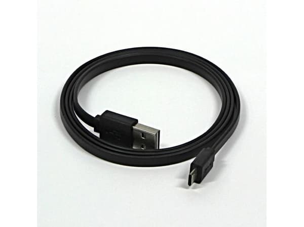 Micro USB USB-kaapeli, käännettävä, litteä, 0,3 m, musta,