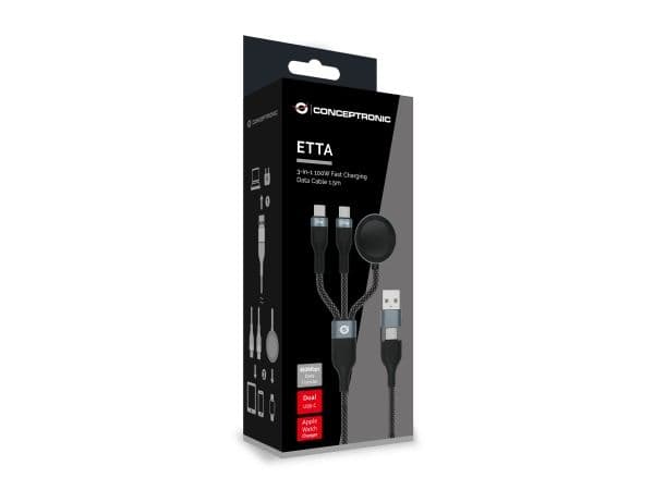 CONCEPTRONIC-kaapeli USB-C/-A2.0->USB-C/AWC/PD 480Mbs 1.50m bw