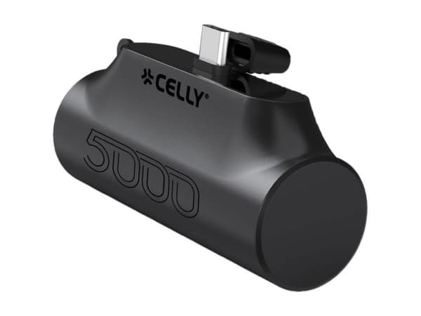 Celly PBC5000 Compact - Strømbank - 5000 mAh - 2.1 A (USB-C) - svart