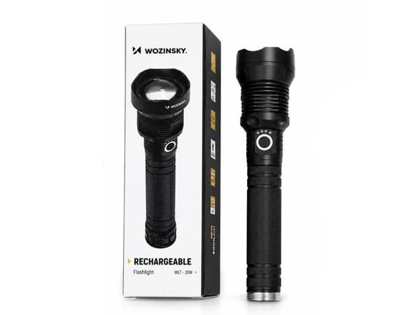 Wozinsky WLT-20W tactical flashlight 20 W 2000 lm CREE diodes IP65 with adjustable beam - black