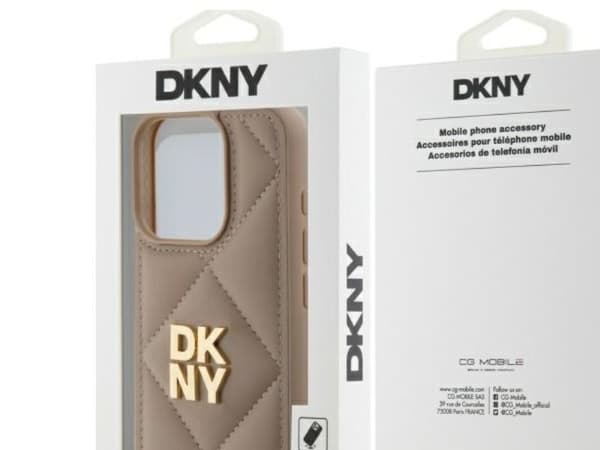 DKNY Quilted Stack Logo fodral till iPhone 15 Pro Max - beige