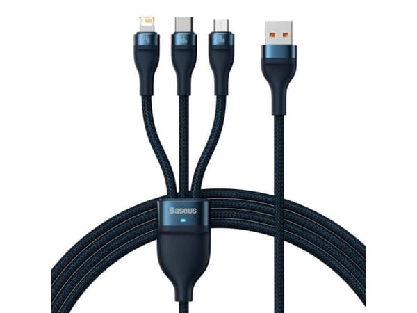 Baseus SUP0003353, 1,2 m, USB A, USB C/Micro USB-A/Lightning, USB 3.2 Gen 1 (3.1 Gen 1), Blå