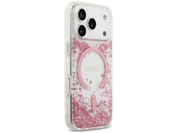 Guess Resin Bottom Glitter MagSafe Case for iPhone 18 Pro Max / 17 Pro Max - Pink