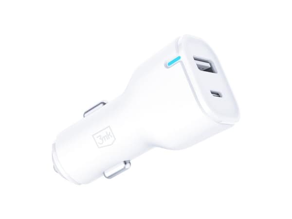 Hurtel 3mk bil-lader 20W PD3.0 QC 3.0 USB 1A1C - hvit