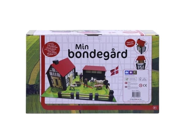 Bondegård m/hegn og flag