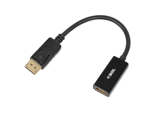 iBOX - Sovitinkaapeli - DisplayPort uros HDMI naaras - musta