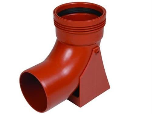 Wavin 110 mm 88 gr. PP koukkujalan mutka, lyhyt, punainen