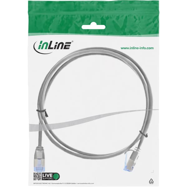 InLine 71901, 1 m, Cat6a, U/FTP (STP), RJ-45, RJ-45, Harmaa