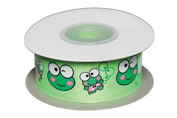 Dekoband lime med grodor 25 mm, 10 m
