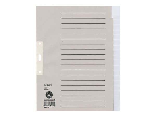 Leitz - Avdelare - 20 delar - för A4 Plus (210 x 330 mm) - grå