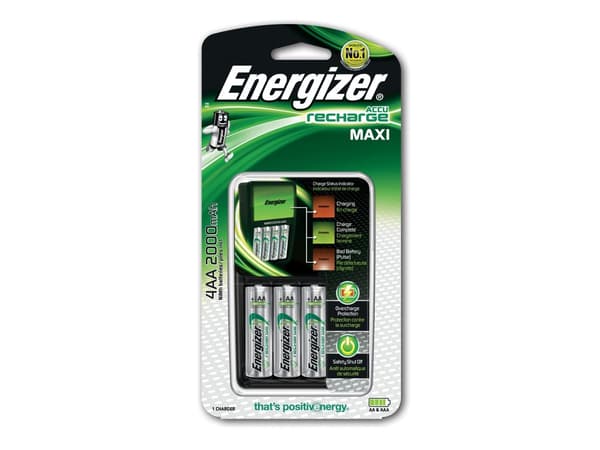 Batterioplader, Energizer Recharge Maxi, til AA og AAA