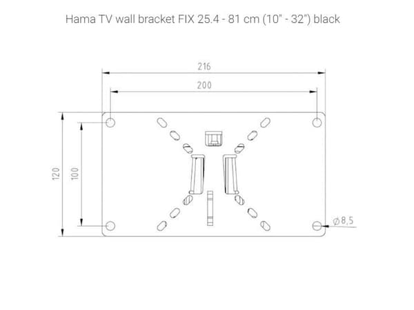 Hama "Slim" LCD Wall Bracket, 25,4 cm (10"), 81,3 cm (32"), 50 kg, Sort