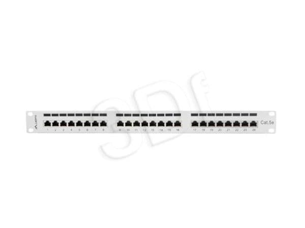 Lanberg PPS5-1024-S - Patch-panel - rackmontering - CAT 5e - STP - RJ-45 X 24 - grå, RAL 7035 - 1U - 19"