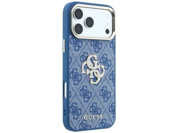 Etui Guess 4G & Big Strass Logo do iPhone 18 Pro / 17 Pro niebieski
