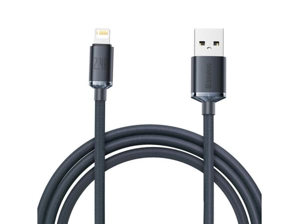 Baseus Crystal Shine, 2 m, Lightning, USB A, Uros, Uros, musta