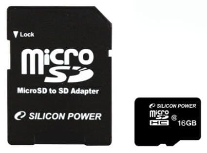 SILICON POWER - Flashminnekort (microSDHC til SD-adapter inkludert) - 16 GB - Class 10 - microSDHC